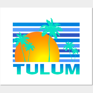 Tulum Mexico Palm Tree Sunset Tropical Vacation Posters and Art